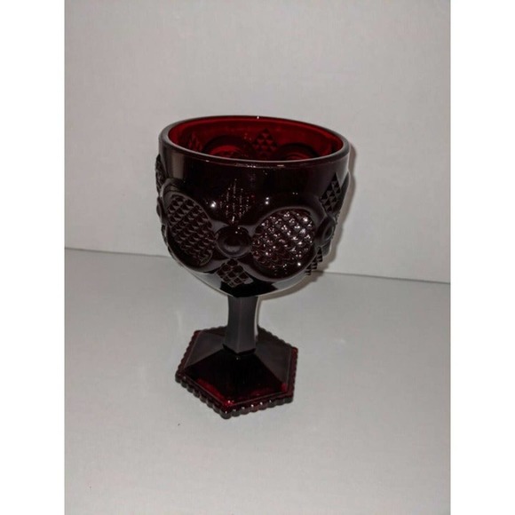 Vintage Avon Cape Cod Collection Ruby Red Glass Footed Water Goblet 6" NIB - Picture 3 of 8